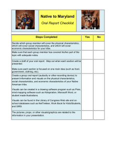 Native to Maryland  Oral Report Checklist Steps Completed