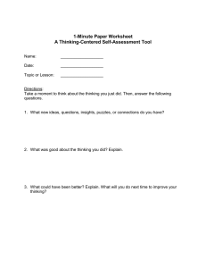 1-Minute Paper Worksheet A Thinking-Centered Self-Assessment Tool
