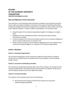 BYLAWS OF THE SALISBURY UNIVERSITY CONSORTIUM Role and Objectives of the Consortium