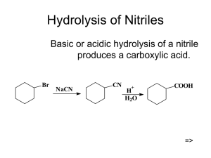 Hydrolysis of Nitriles Basic or acidic hydrolysis of a nitrile =&gt;
