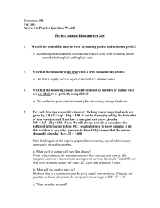 Economics 101: Perfect Competition Answer Key