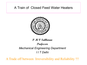 A Train of  Closed Feed Water Heaters Professor