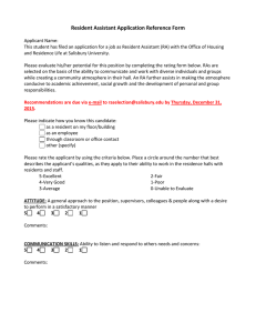 Resident Assistant Application Reference Form