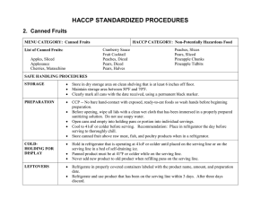 HACCP STANDARDIZED PROCEDURES 2.  Canned Fruits