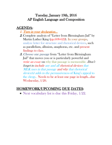 Tuesday, January 19th, 2016 AP English Language and Composition  AGENDA: