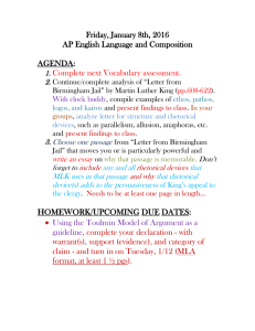 Friday, January 8th, 2016 AP English Language and Composition  AGENDA: