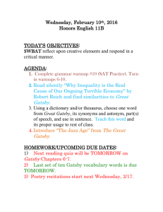 Wednesday, February 10 , 2016 Honors English 11B