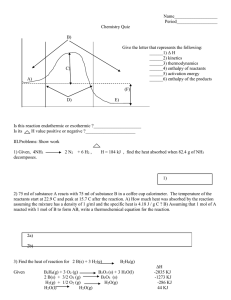 Name___________________ Period__________________ Chemistry Quiz