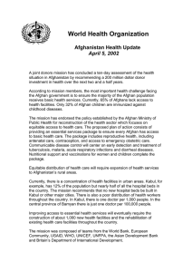 World Health Organization Afghanistan Health Update April 5, 2002