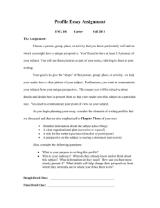 Profile Essay Assignment: ENG 101 Guide