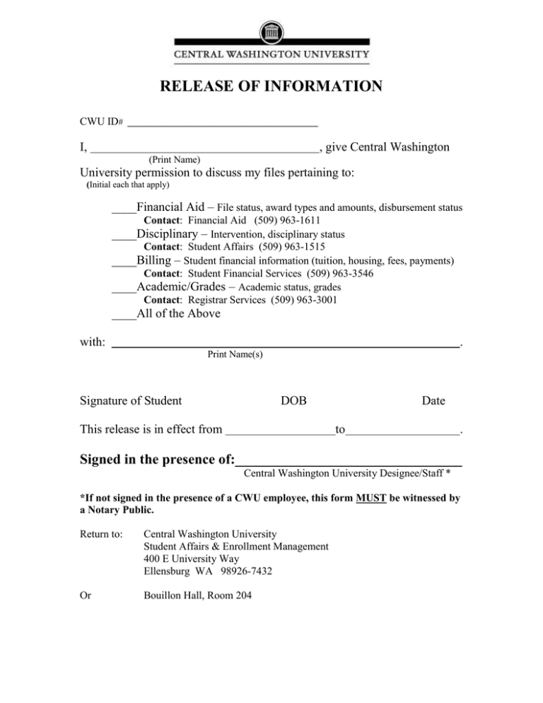 Release of information
