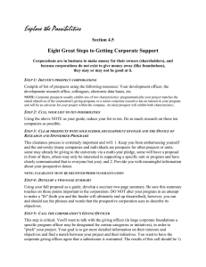 Explore the Possibilities Eight Great Steps to Getting Corporate Support Section 4.5