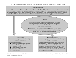 Generalist & Advanced Generalist Social Work Model