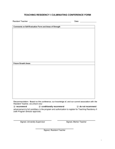 TEACHING RESIDENCY I CULMINATING CONFERENCE FORM