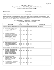 1 MSU College of Nursing NRSG 634 Family Mental Health Nursing IV