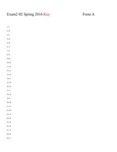 Exam2-02 Spring 2016 Form A  Key