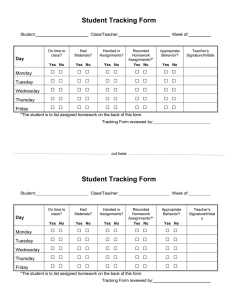 Student Tracking Form  Student: Class/Teacher:
