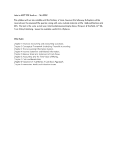 Note to ACCT 350 Students , FALL 2012
