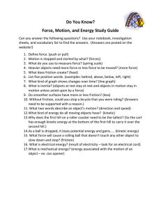 Force, Motion, Energy Study Guide - Key Concepts & Questions