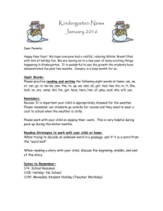 Kindergarten News January 2016