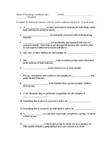 Basics of Sociology vocabulary quiz      ... _________/ 30 points