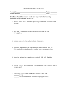 CREDO PEER EDITING WORKSHEET  Peer-editor ____________________________________________Period __________