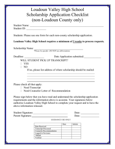 Loudoun Valley High School Scholarship Application Checklist (non-Loudoun County only)