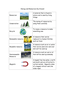 Energy and Resources Zip Around  A material that is found in Resources
