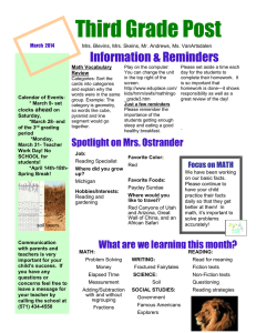 Third Grade Post Information &amp; Reminders