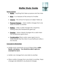 Matter Study Guide: Definitions & Physical Changes