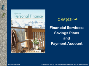 Chapter 4 Financial Services: Savings Plans and