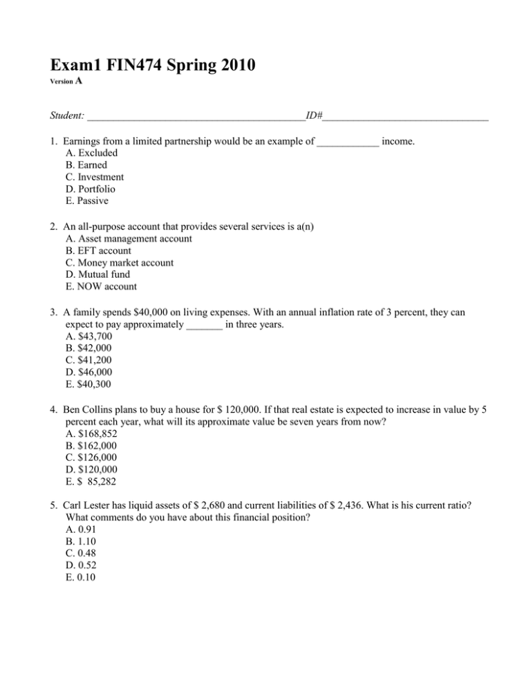 Exam1 FIN474 Spring 2010