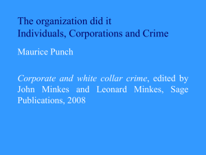 The organization did it Individuals, Corporations and Crime Maurice Punch