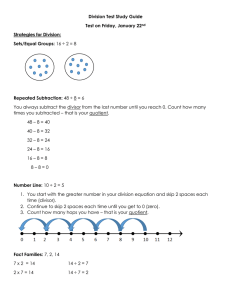 Division Test Study Guide Test on Friday, January 22  Strategies for Division: