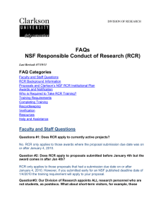 FAQs NSF Responsible Conduct of Research (RCR)  FAQ Categories