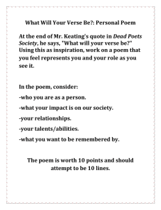 What Will Your Verse Be?: Personal Poem  Dead Poets