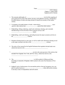 Name: _______________________________ USVA History Chapter 3.1 Study Guide England and Its Colonies