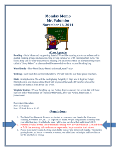 Monday Memo Mr. Palumbo November 16, 2014 -Class Agenda-
