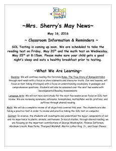 ~Mrs. Sherry’s May News~  ~ Classroom Information &amp; Reminders ~