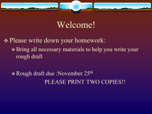 Welcome! Please write down your homework: