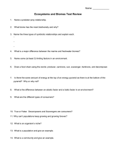 Ecosystems and Biomes Test Review
