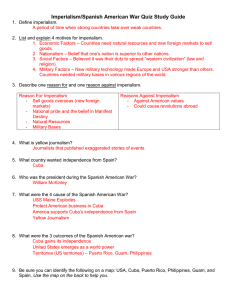 Imperialism & Spanish-American War Quiz Study Guide