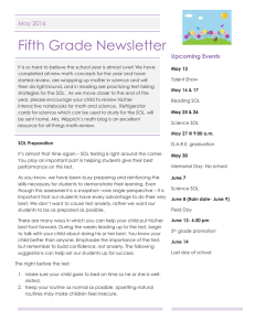 Fifth Grade Newsletter May 2016 Upcoming Events
