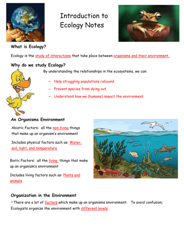 Introduction to Ecology Notes What is Ecology?
