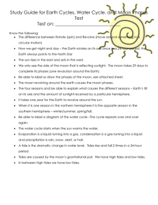 Study Guide for Earth Cycles, Water Cycle, and Moon Phases Test