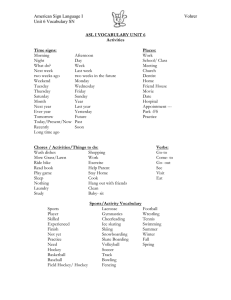 ASL I Unit 6 Vocabulary List