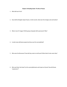 Chapter 18 Reading Guide: The Rise of Russia
