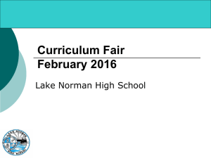 Curriculum Fair February 2016 Lake Norman High School