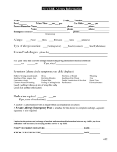 SEVERE Allergy Information  _____________________________