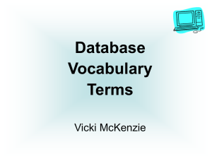 Database Vocabulary Terms Vicki McKenzie